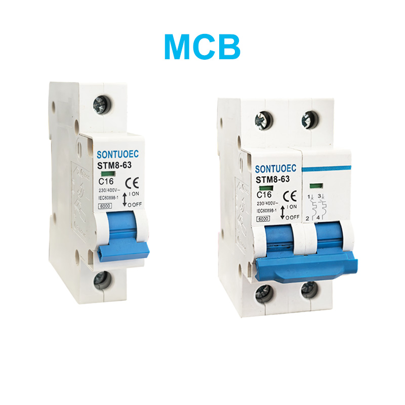 STM8-63 მინიატურული მიკროსქემის ამომრთველი 6KA 1P 2P 3P 4P 16A 230/400V